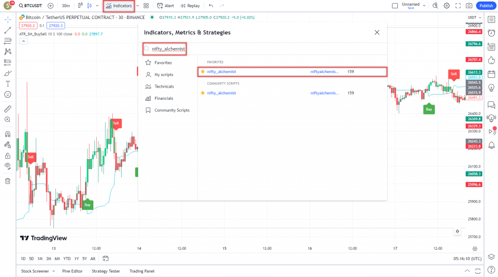 دانلود رایگان و آموزش اندیکاتور نوسان گیری Nifty _ Alchemist برای ارز دیجیتال و فارکس در تریدینگ ویو تایم فریم 30 دقیقه