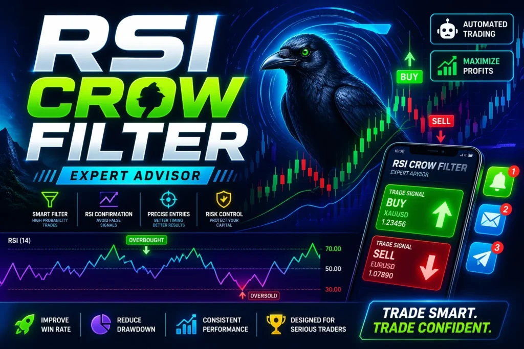 خرید اکسپرت فیلتر RSI کلاغ در متاتریدر 5 با ویژگی ارسال سیگنال استراتژی اندیکاتور RSI به موبایل