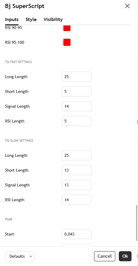 تنظیمات اندیکاتورBjorgum SuperScript