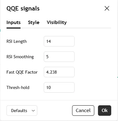 تنظیمات اندیکاتورQQE Signals