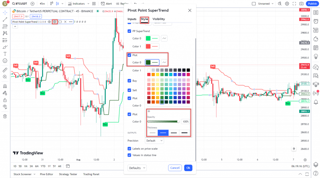 دانلود رایگان و آموزش اندیکاتور نوسان گیری(PPS)Pivot Point SuperTrend برای ارز دجیتال و فارکس در تریدینگ ویو تایم فریم 45 دقیقه