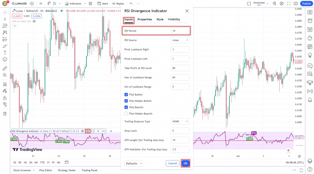 دانلود رایگان و آموزش اندیکاتور نوسان گیری RSI Divergence Indicator برای ارز دجیتال و فارکس در تریدینگ ویو تایم فریم یک ساعت