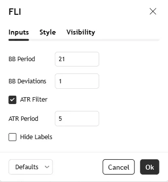 تنظیمات اندیکاتورFollow Line Indicator