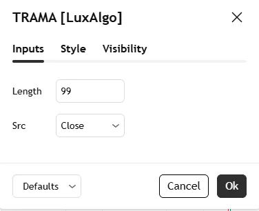 تنظیمات اندیکاتور Trend Regularity