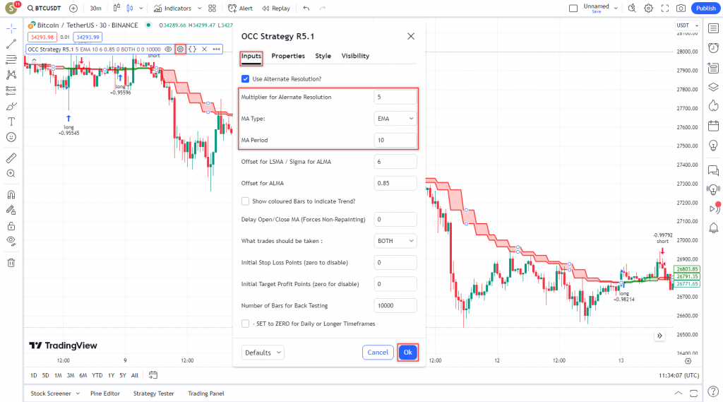 اندیکاتور فوق العاده Open Close Cross Strategy مخصوص معاملات اسکالپ در بازار ارزدیجیتال و فارکس , تایم فریم 30 دقیقه