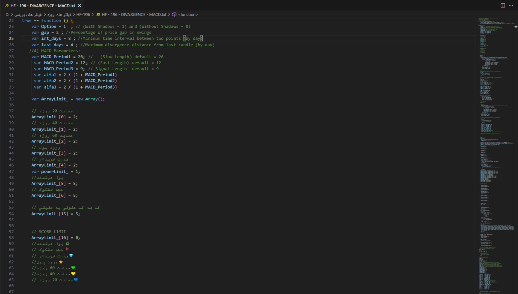 فیلتر نوسان گیری واگرایی MACD کد HF-196-MACD مخصوص بورس ایران