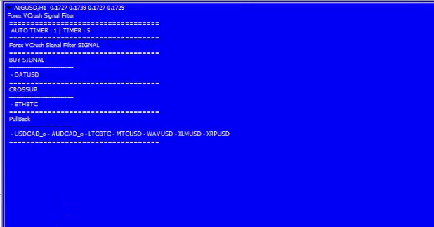 نمونه کار ربات سیگنال یاب اندیکاتور Forex VCrush Signal متاتریدر 4