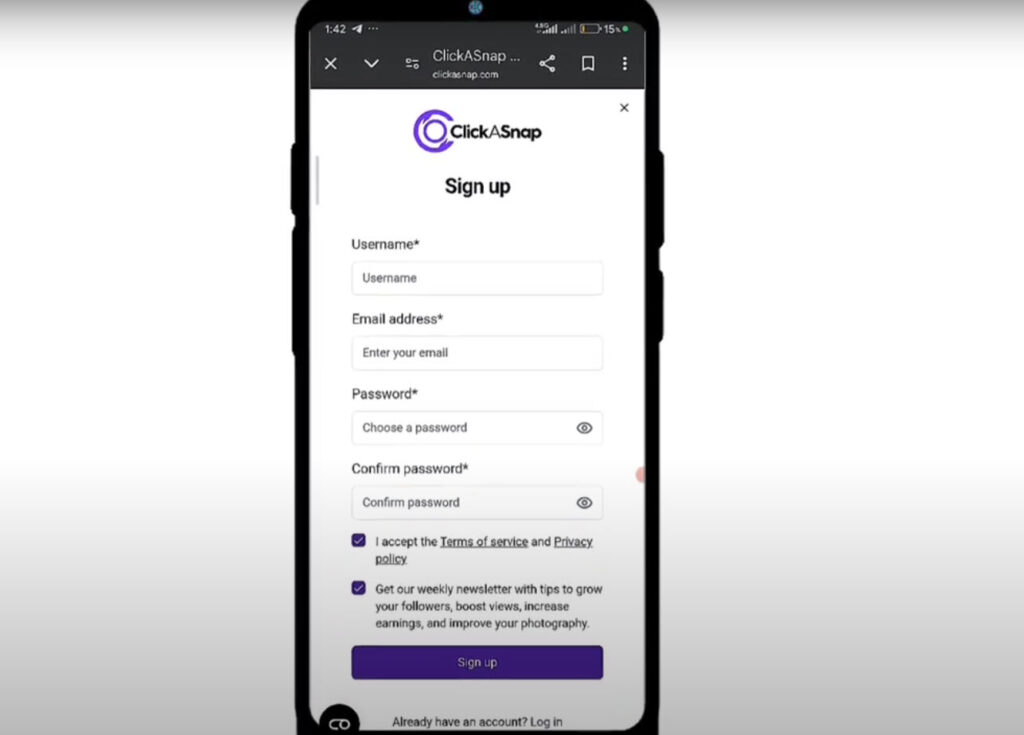 روی گزینه Sign Up کلیک کنید.