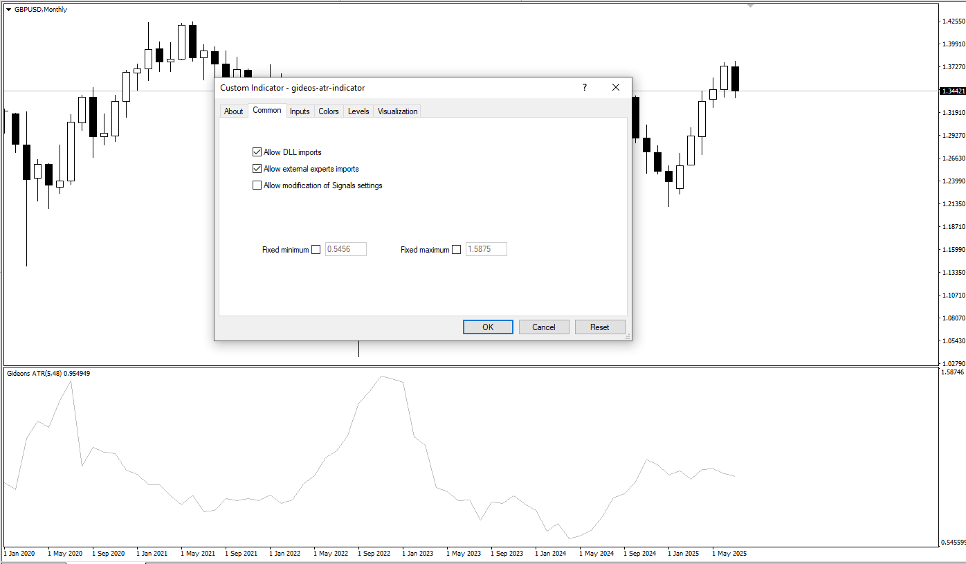 تنظیمات اندیکاتور

