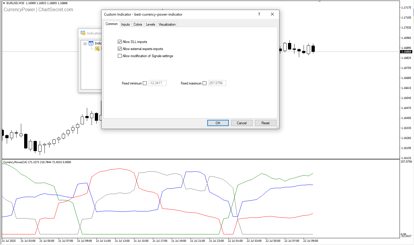 تنظیمات اندیکاتور
