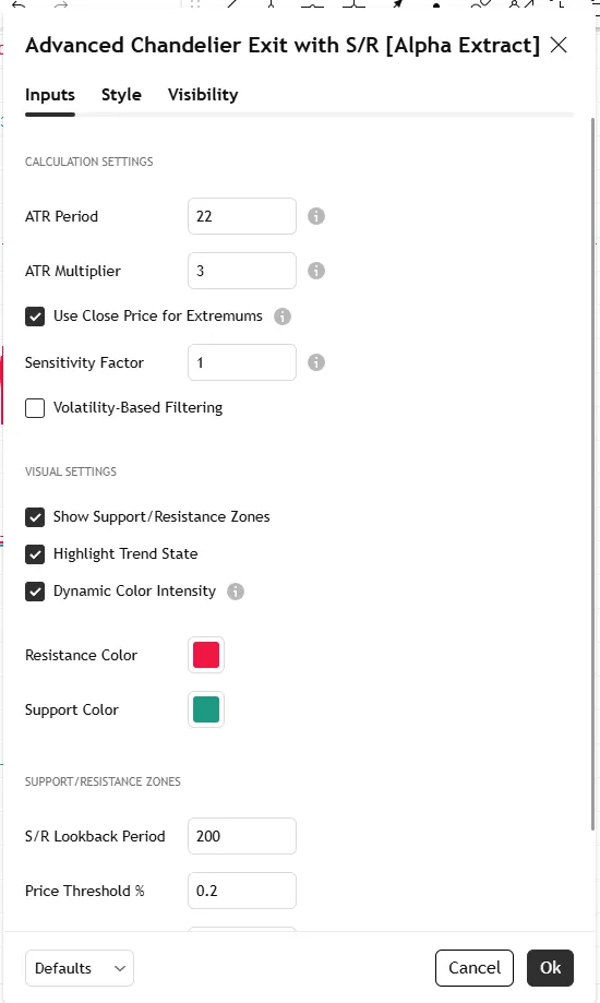 اندیکاتور Advanced Chandelier Exit با سطوح حمایت و مقاومت مدیریت معاملات هوشمند برای تریدینگ ویو در بازار کریپتو