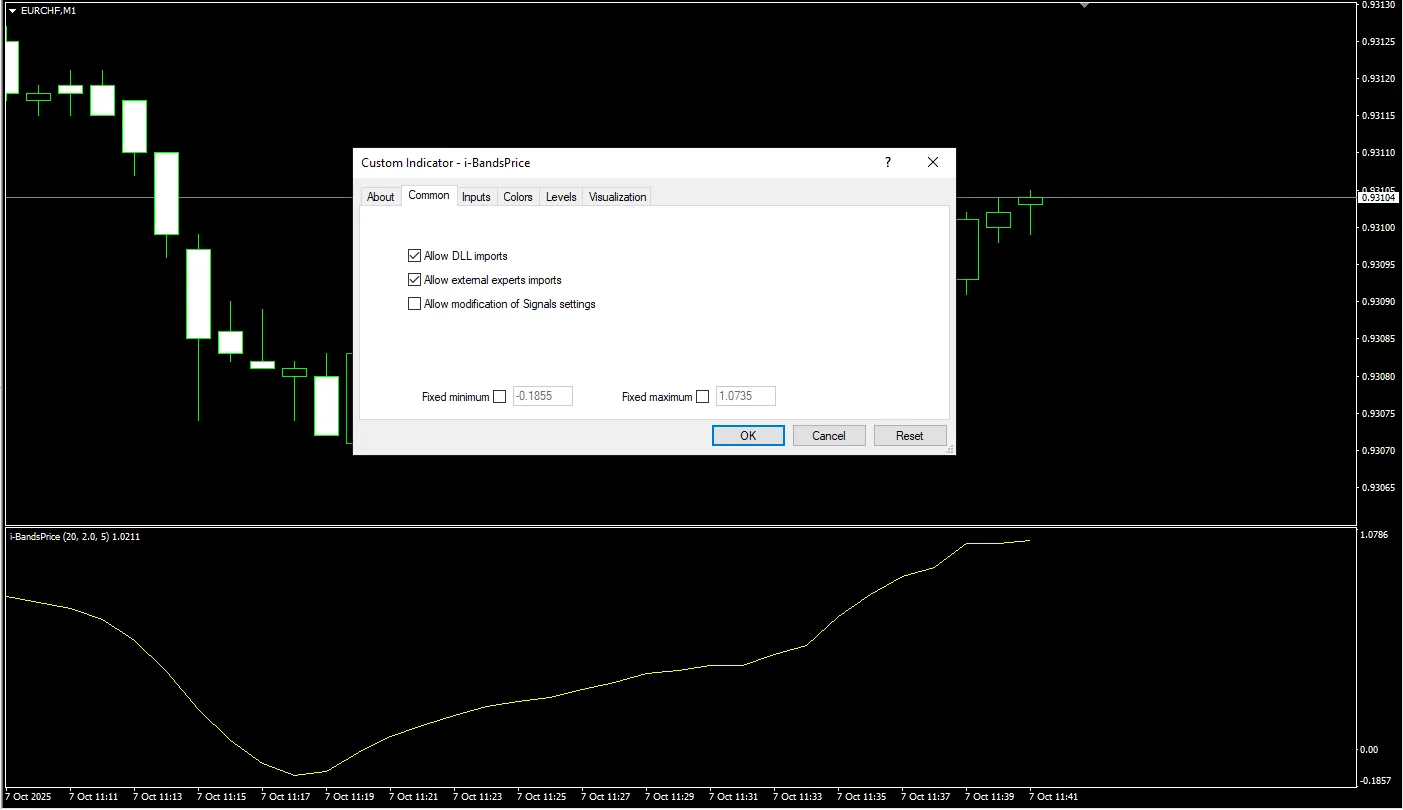 تنظیمات اندیکاتور