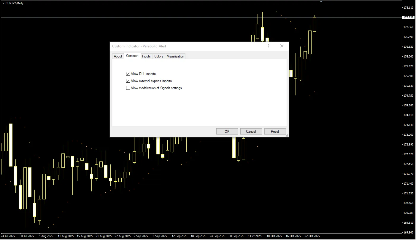 تنظیمات اندیکاتور
