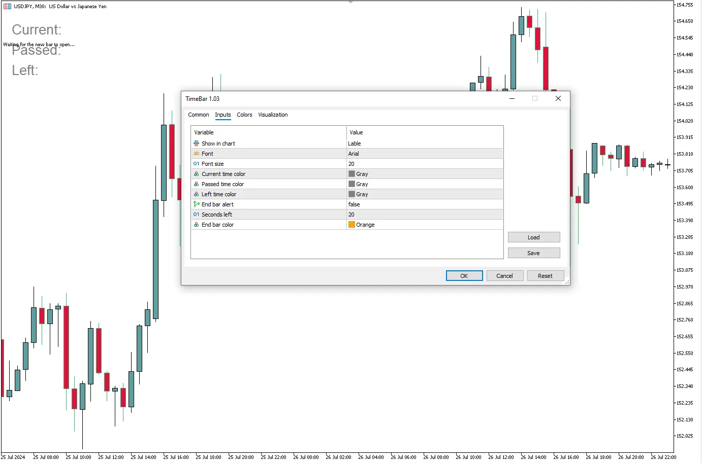 تنظیمات اندیکاتور
