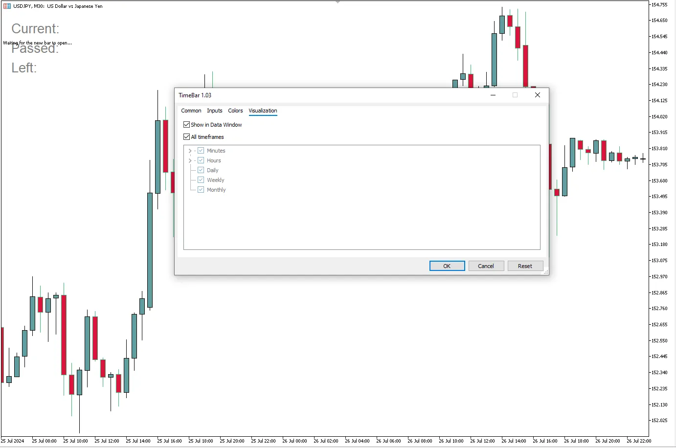 تنظیمات اندیکاتور
