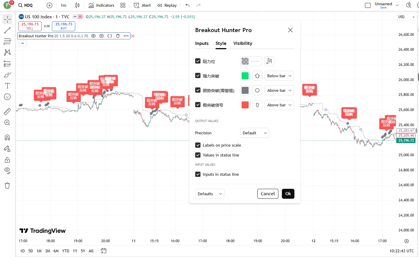 تنظیمات اندیکاتور