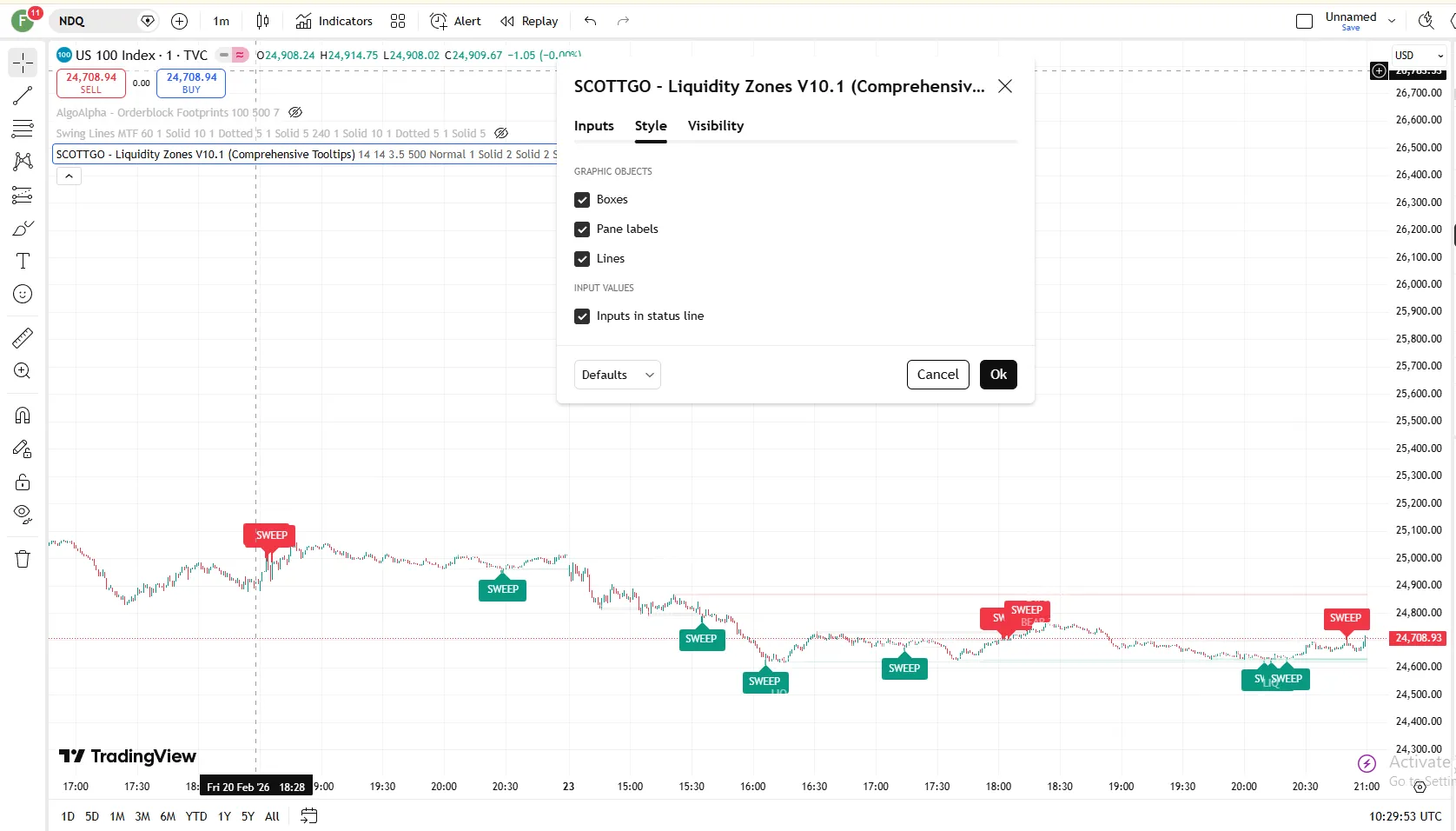 تنظیمات اندیکاتور