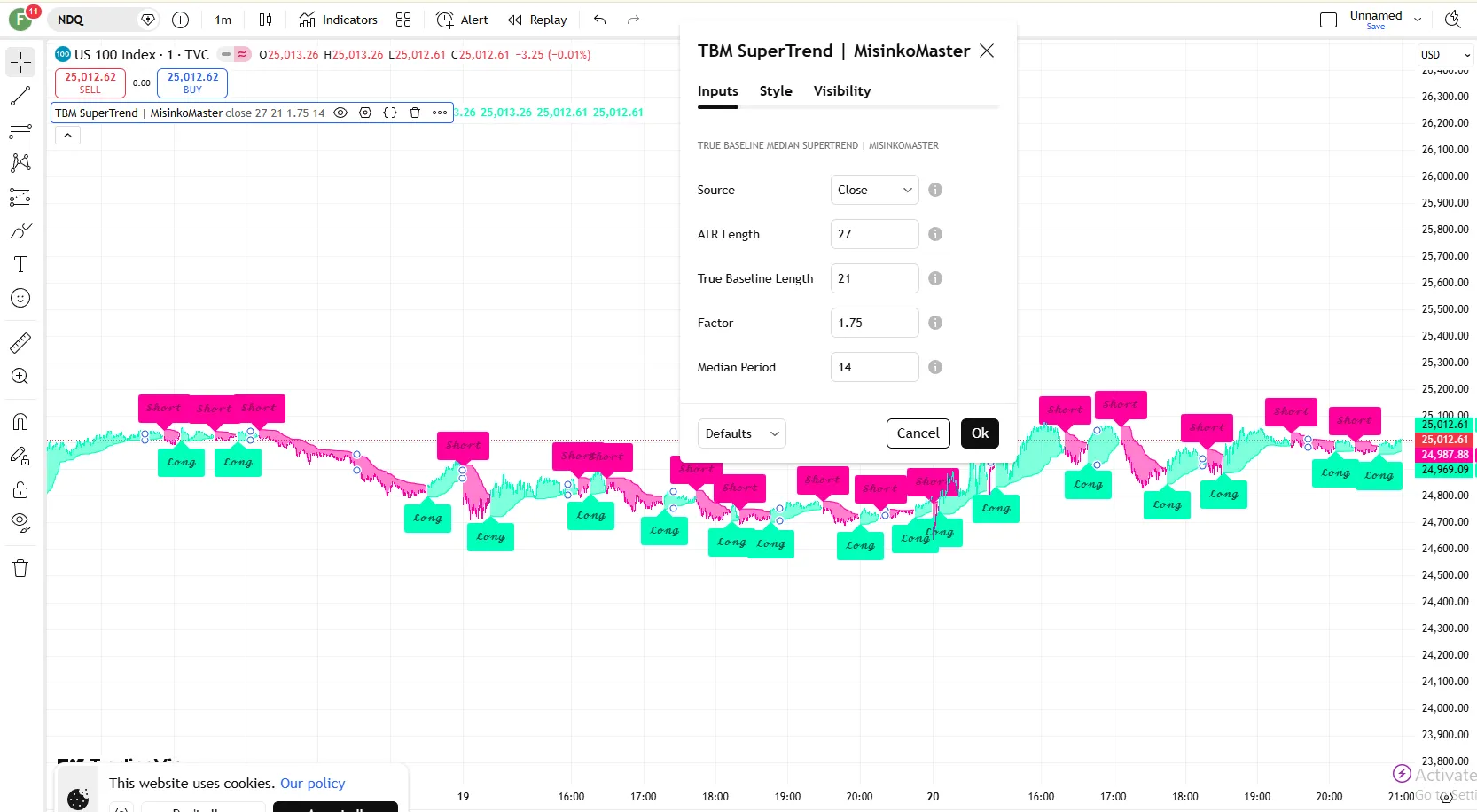تنظیمات اندیکاتور