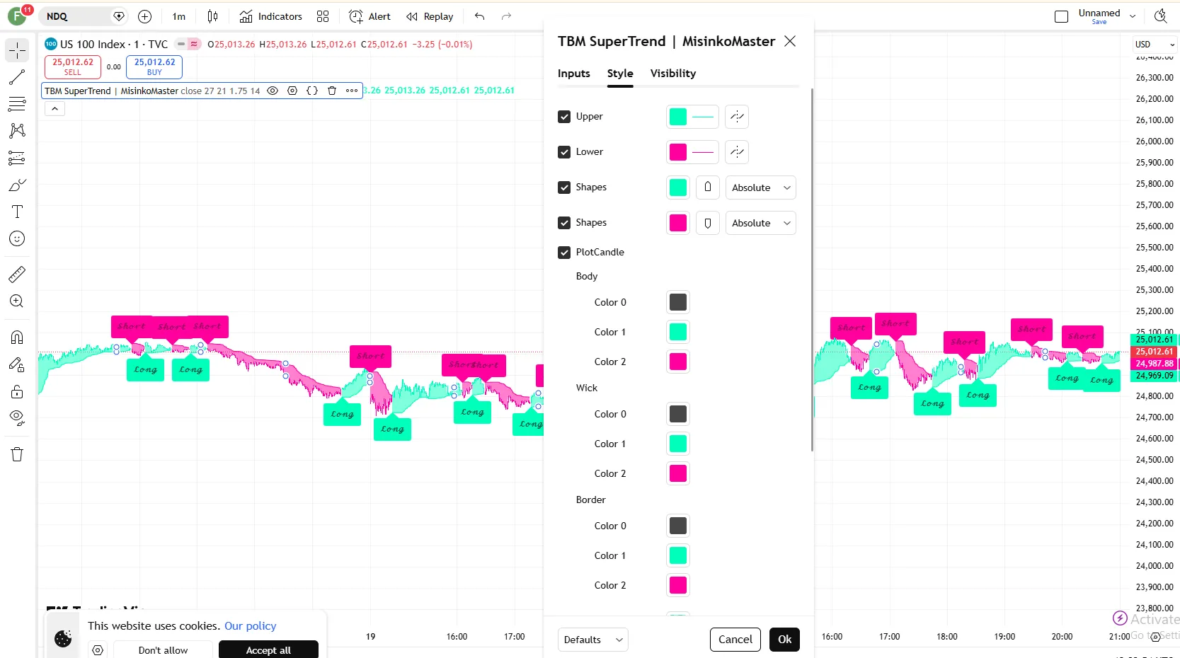 تنظیمات اندیکاتور