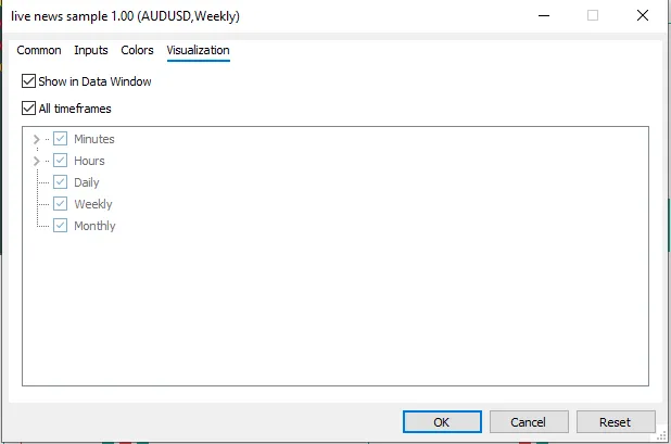 تنظیمات اندیکاتور