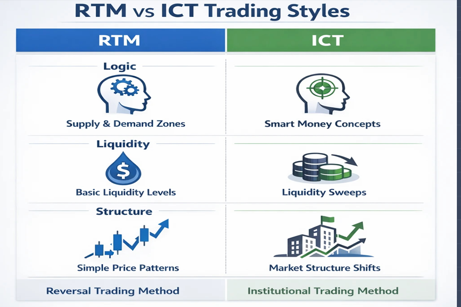 مقایسه RTM با ICT و Smart Money⛓