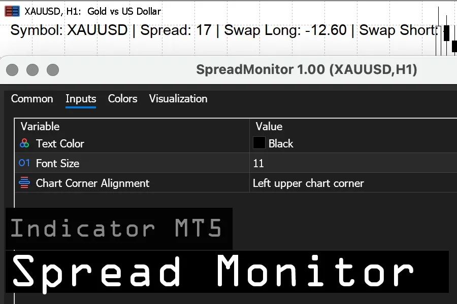 دانلود اندیکاتور Spread And Swap Monitor نمایش اطلاعات مهم معاملاتی روی چارت برای متاتریدر 5 در بازار فارکس