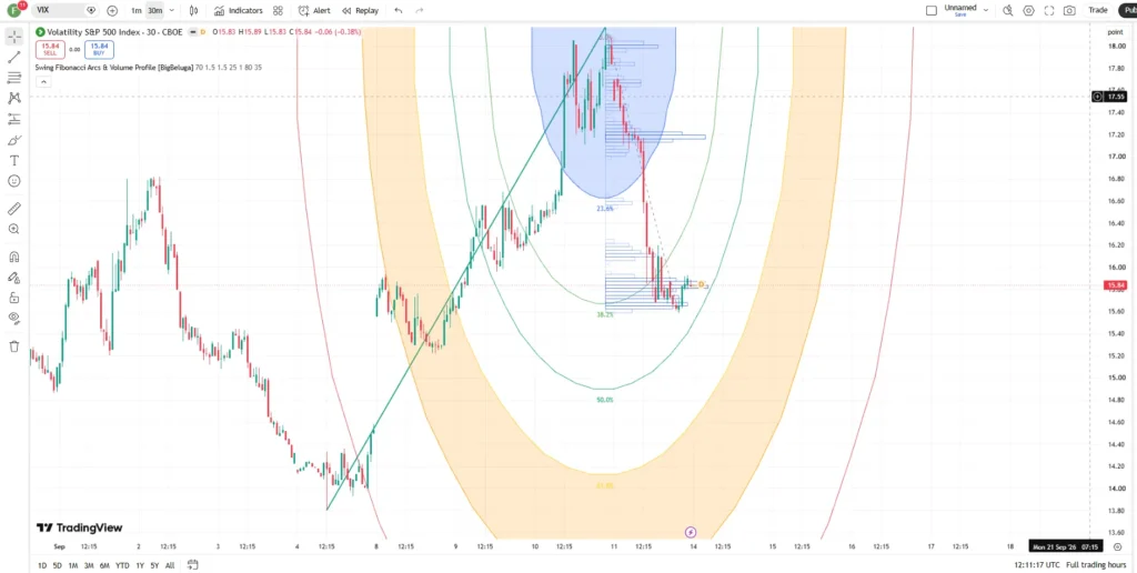 دانلود اندیکاتور Swing Fibonacci Arcs & Volume Profile [BigBeluga] در تریدینگ ویو برای ارزدیجیتال