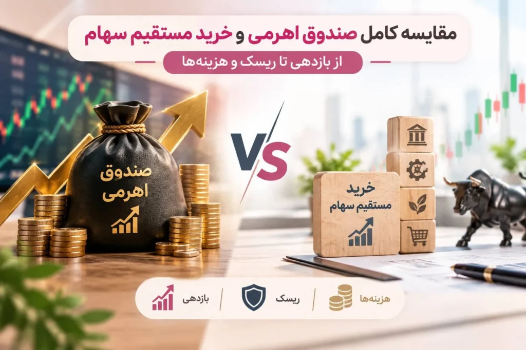 مقایسه کامل صندوق اهرمی و خرید مستقیم سهام از بازدهی تا ریسک و هزینه‌ها