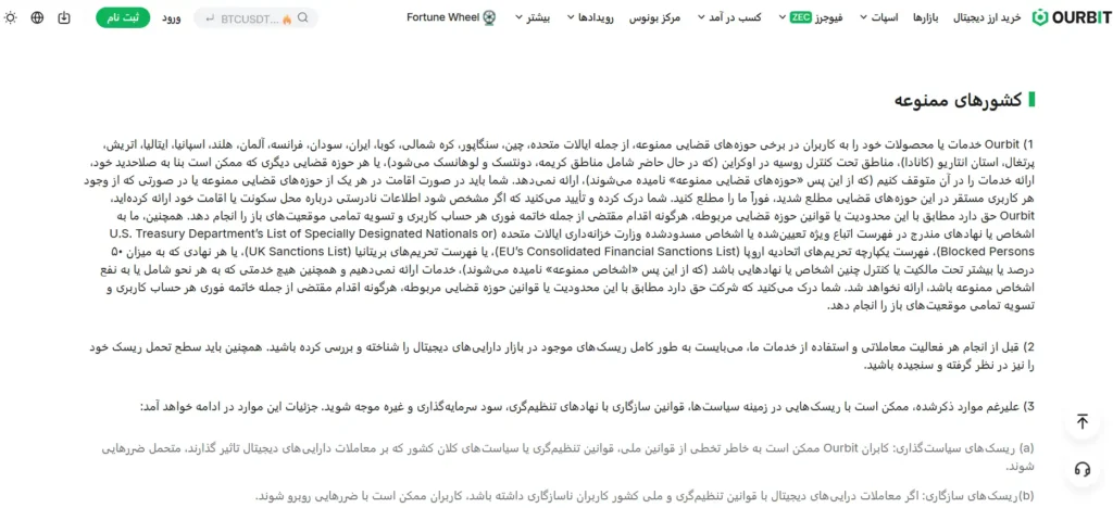 لیست کشورهای ممنوعه درصرافی