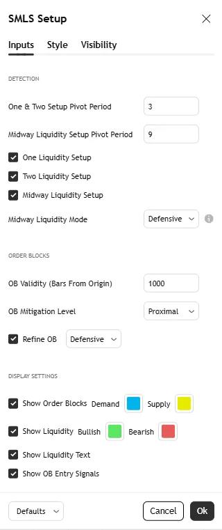 تنظیمات اندیکاتورSmart Money Liquidity Structure [TradingFinder] OB Signal Setups