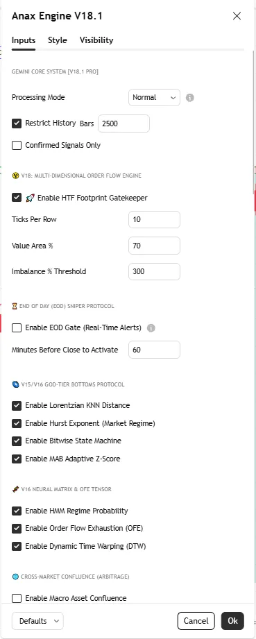تنظیمات اندیکاتور Anax Dynamic Engine 