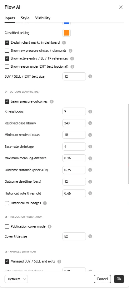 تنظیمات اندیکاتور Order Flow AI