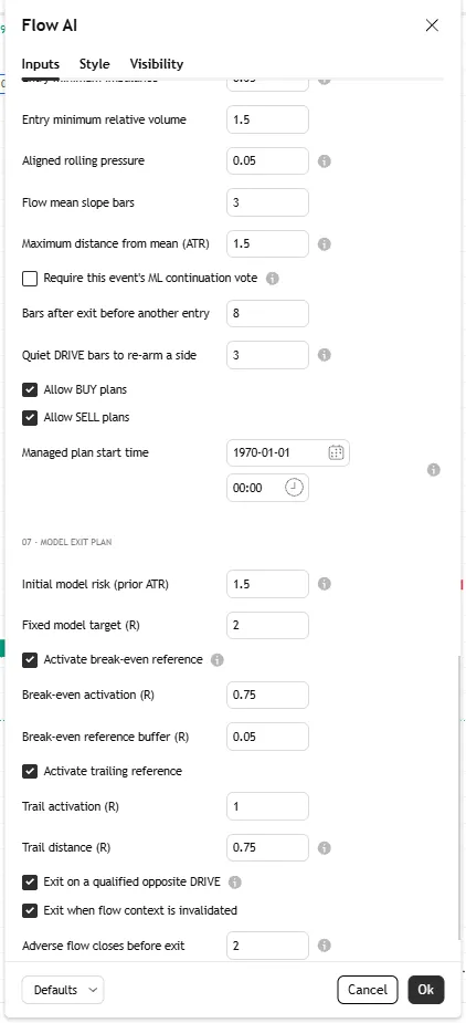 تنظیمات اندیکاتور Order Flow AI