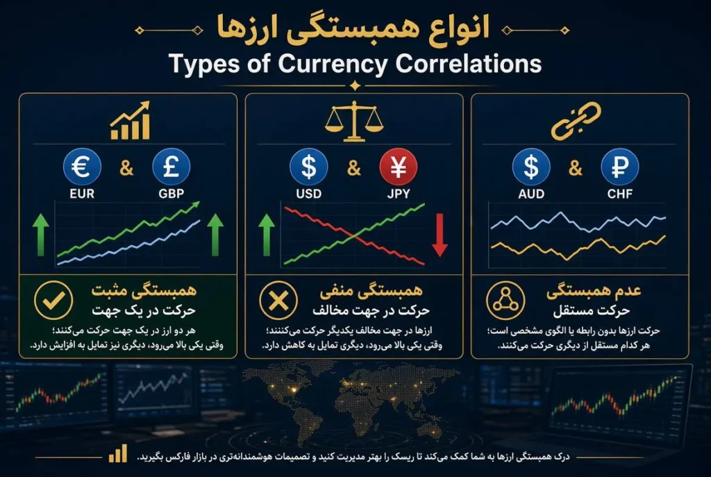 انواع همبستگی و تفسیر آن در معاملات